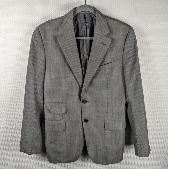 Gucci 48R Made in Italy Wool Blazer Gray Micro Check Triple Pocket Sport Coat - Picture 1 of 9